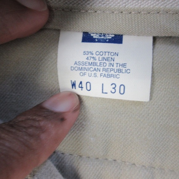 Dockers Khakis Pants Men 40 X 30 Ivory Cotton Linen Pleated No Wrinkles 578 - Picture 5 of 13